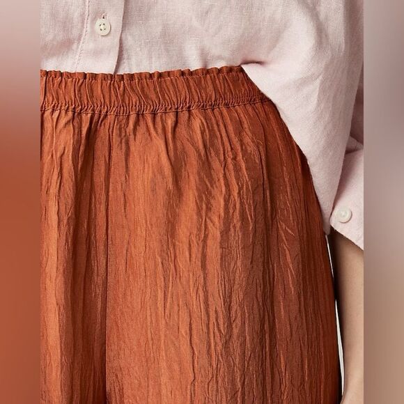 NWT J CREW PETITE Stratus pant in textured satin in Toasted Paprika - Picture 5 of 7
